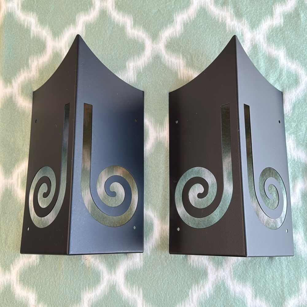 Set of 2 matte black metal cabinet or sofa corners decorative covers